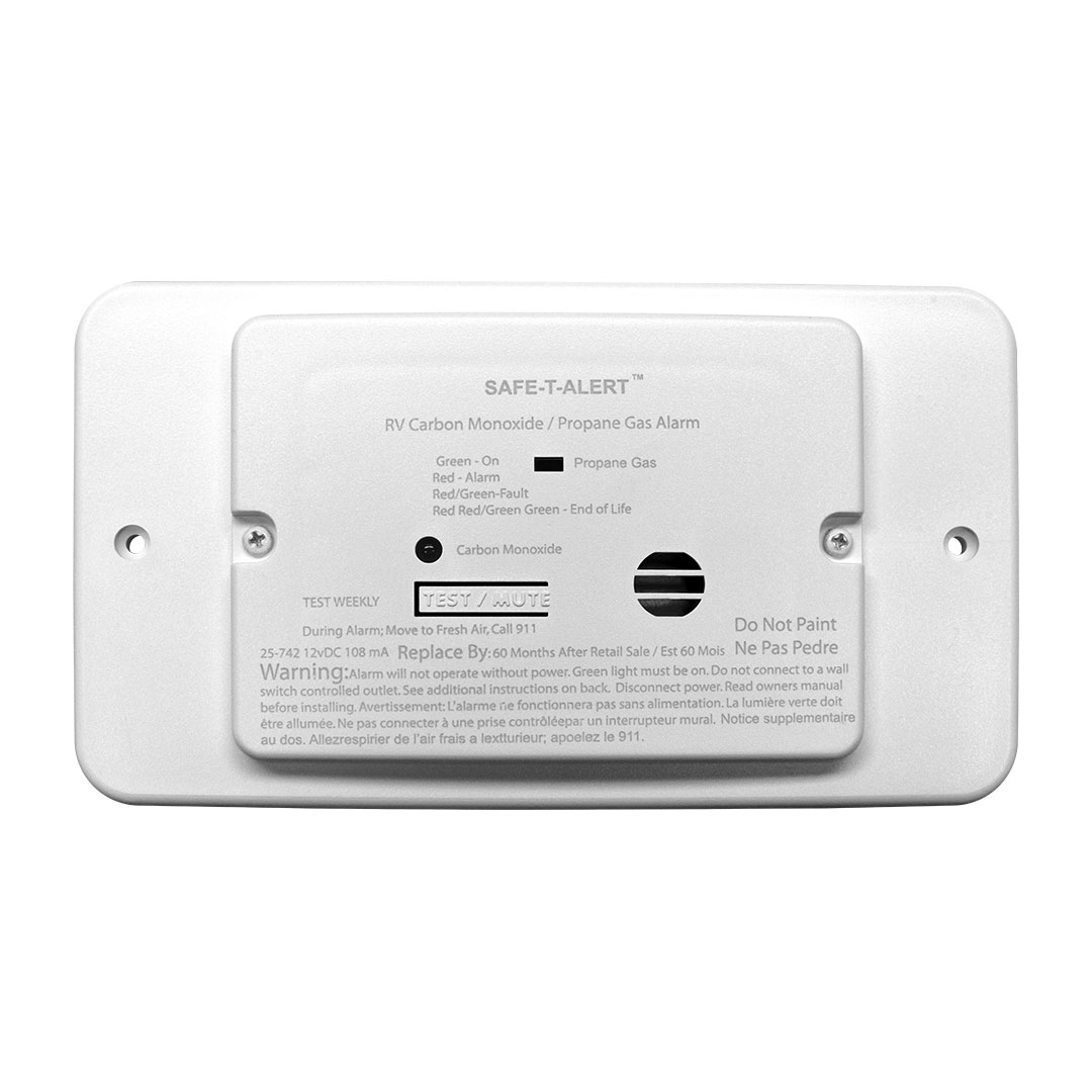 25 Series Flush Mount Dual CO/LP Alarm with Relay and Trim Ring